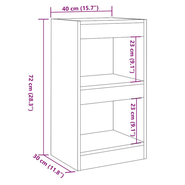 Bücherregal Raumteiler Altholz-Optik 72 cm