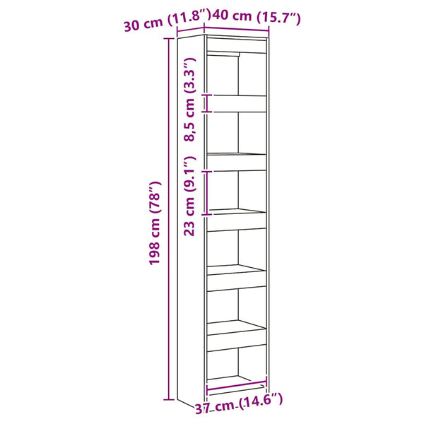 Bücherregal Raumteiler Artisan Eiche 198cm