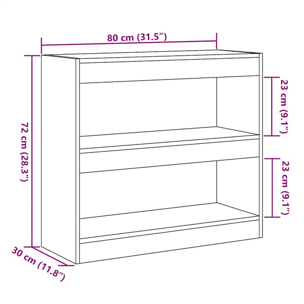 Bücherregal Raumteiler Altholz-Optik 80 cm
