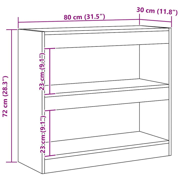 Bücherregal Raumteiler Artisan Eiche 80x72 cm