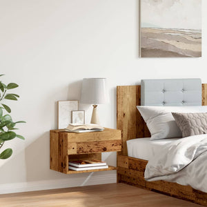 vidaXL Wall-Mounted Nightstand Reclaimed Wood Look