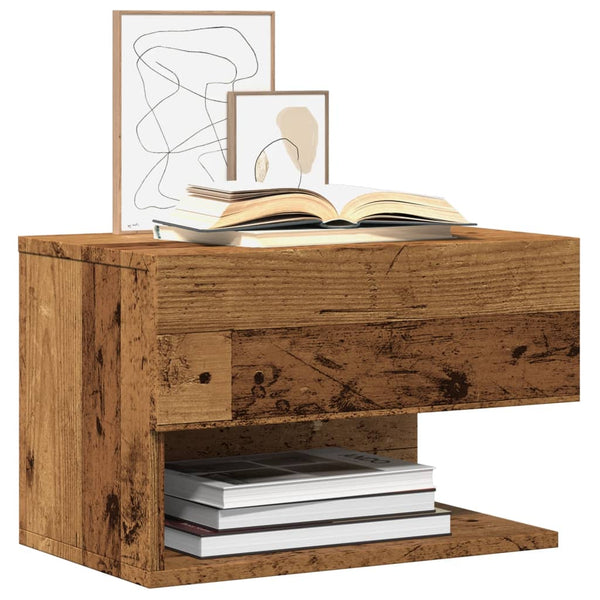vidaXL Wall-Mounted Nightstand Reclaimed Wood Look