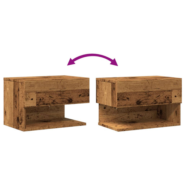 vidaXL Wall-Mounted Nightstand Reclaimed Wood Look