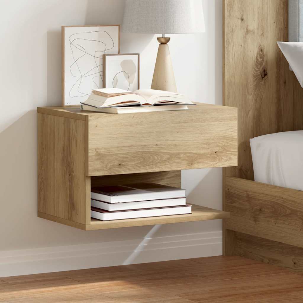 vidaXL Wall-Mounted Nightstand Artisan Oak