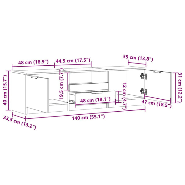 TV-Schrank Altholz-Optik 140 cm
