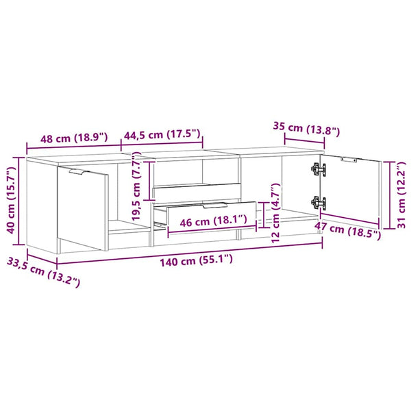 TV-Schrank Artisan-Eiche, 140 cm
