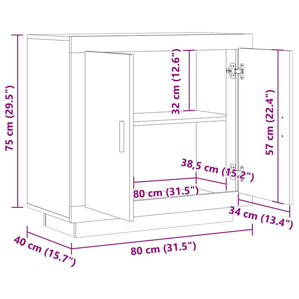 Sideboard Altholz-Optik 80x40x75 cm