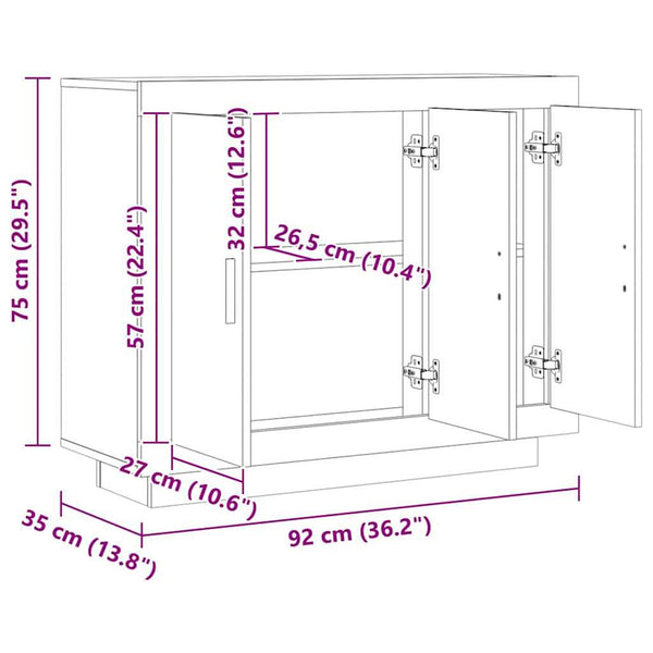 vidaXL Buffet Chêne Artisan 92x35x75 cm Bois d'ingénierie