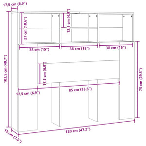 Bett Kopfteil Eiche mit Ablagen 120 cm