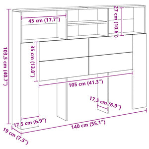 Kopfteilschrank Artisan Eiche 140 cm