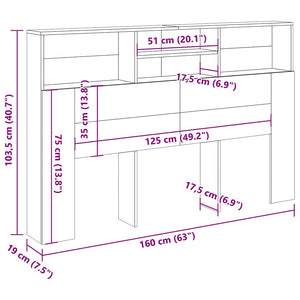 Kopfteil 160 cm mit Stauraum, Altholz-Optik