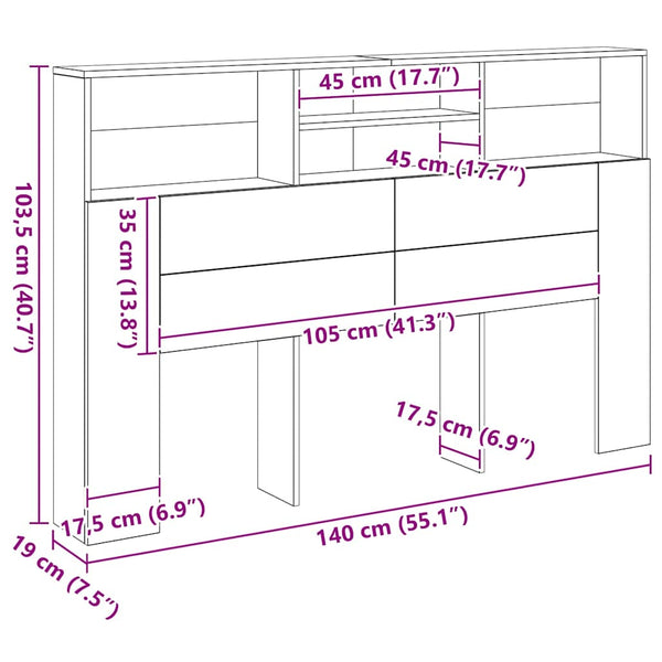 Kopfteil 160 cm mit Stauraum Artisan Eiche