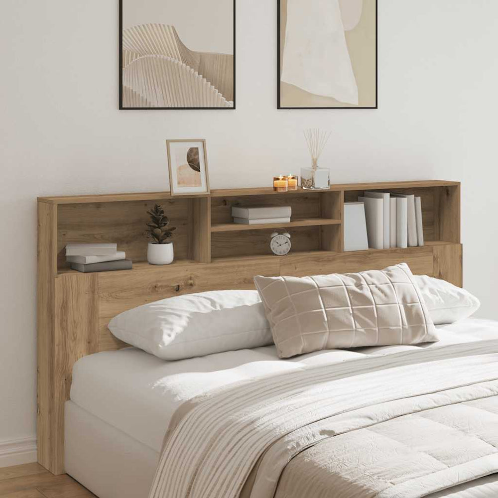 Bett Kopfteil mit Ablagen Eiche 200 cm