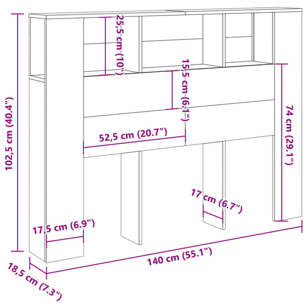 Kopfteil mit Stauraum Altholz 140 cm