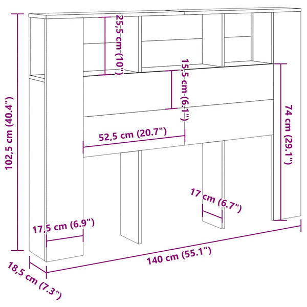 Kopfteilschrank Artisan-Eiche 140 cm