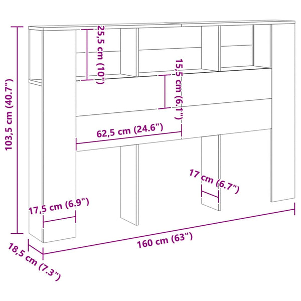 Kopfteilschrank Artisan Eiche 160 cm