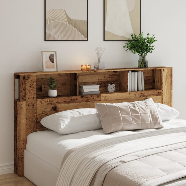 Bett Kopfteil mit Ablagen Altholz-Optik 200 cm