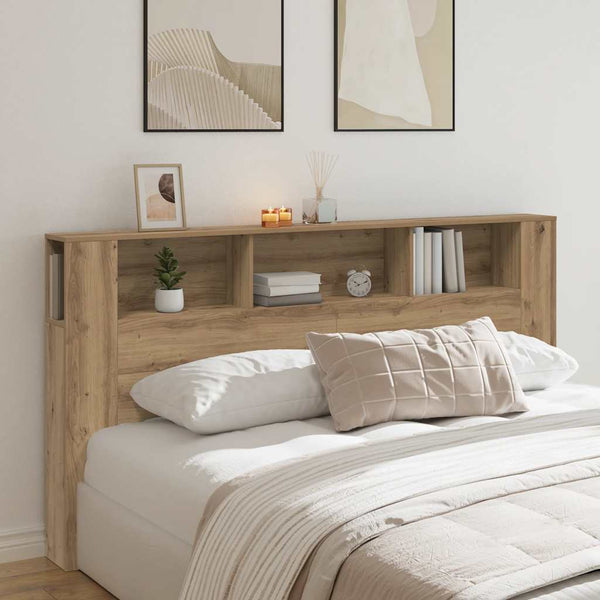Bett Kopfteil mit Ablagen Eiche 200x102,5 cm