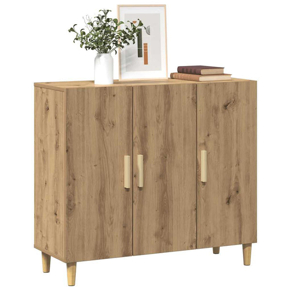 vidaXL Bahut chêne artisan 90x34x80 cm bois d'ingénierie
