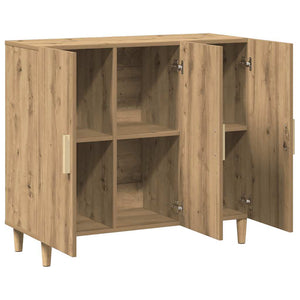 vidaXL Bahut chêne artisan 90x34x80 cm bois d'ingénierie