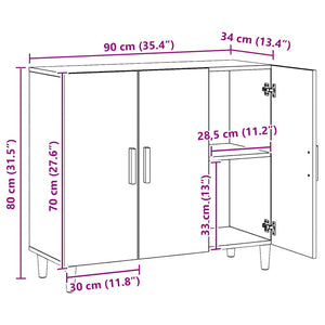 vidaXL Bahut chêne artisan 90x34x80 cm bois d'ingénierie