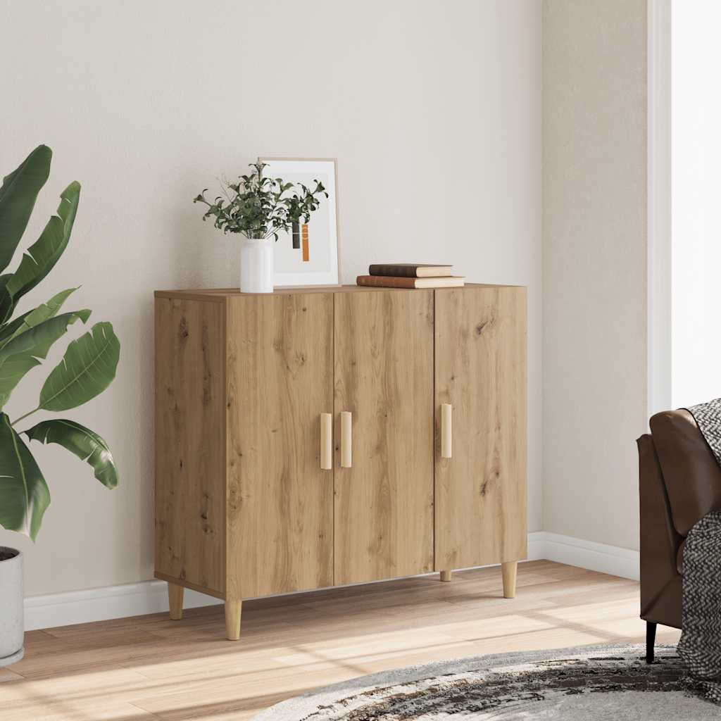 vidaXL Bahut chêne artisan 90x34x80 cm bois d'ingénierie