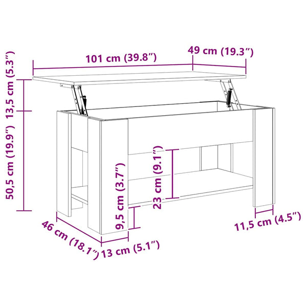Couchtisch Altholz-Optik 101x49 cm