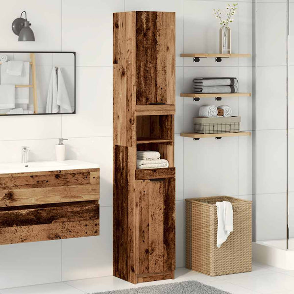 Badschrank Altholz-Optik, 188cm hoch