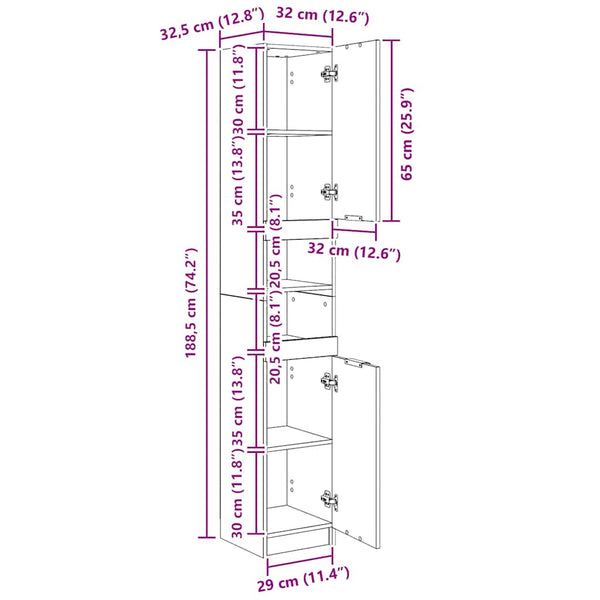Badschrank Altholz-Optik, 188cm hoch