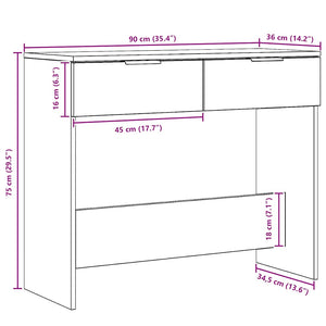 vidaXL Table console chêne artisanat 90x36x75 cm Bois d'ingénierie