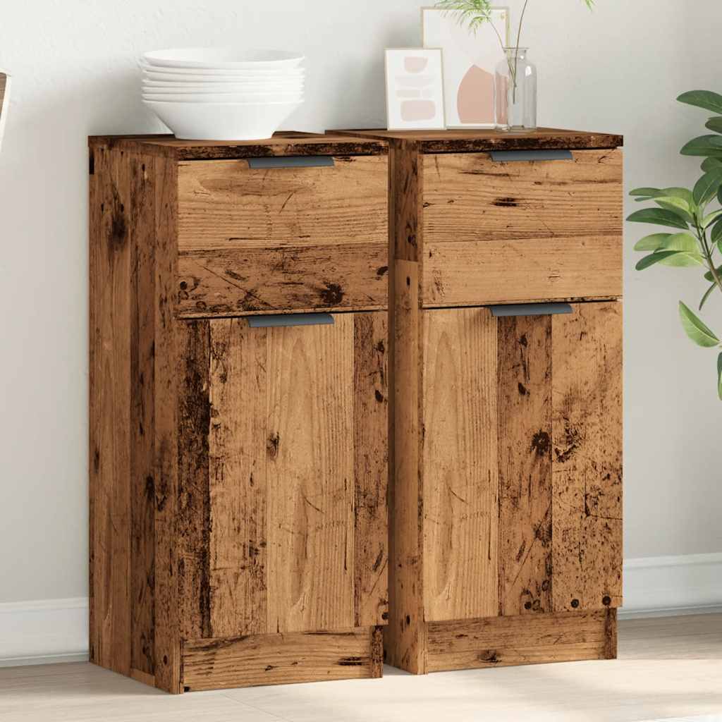 Sideboards 2er Set Altholz-Optik 30x70 cm