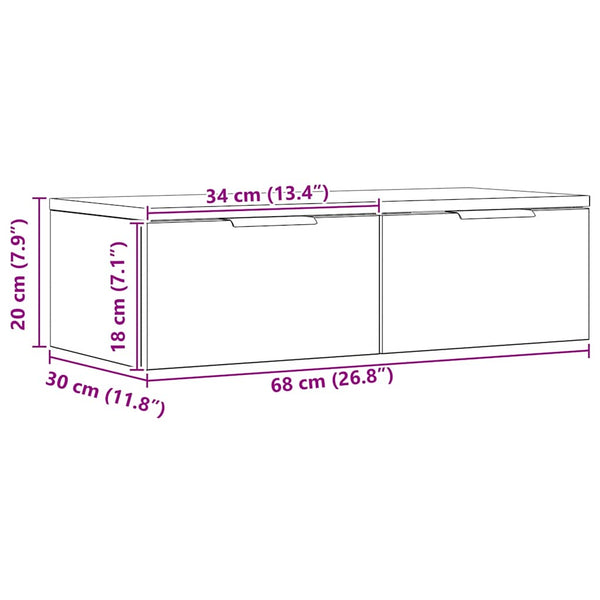 Wandschrank Artisan Eiche 68x30x20 cm