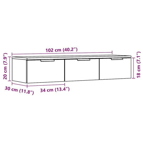 Wandschrank in Altholz-Optik, 102 cm