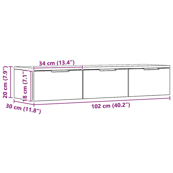 Wandschrank Artisan Eiche 102x30x20 cm