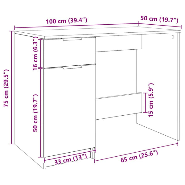 Schreibtisch Artisan Eiche 100x50 cm