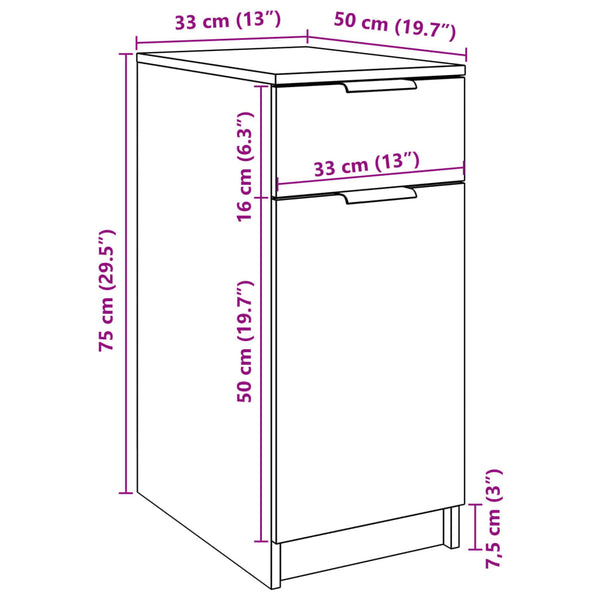 Büroschrank Altholz-Optik 33x50x75 cm