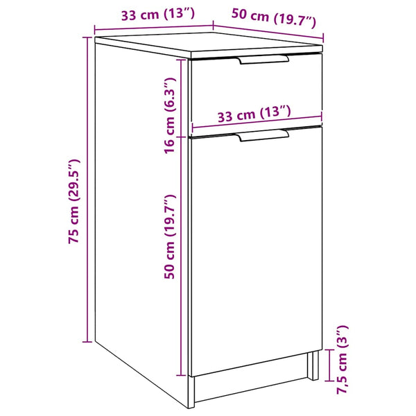 Büroschrank Artisan Eiche 33x50x75 cm