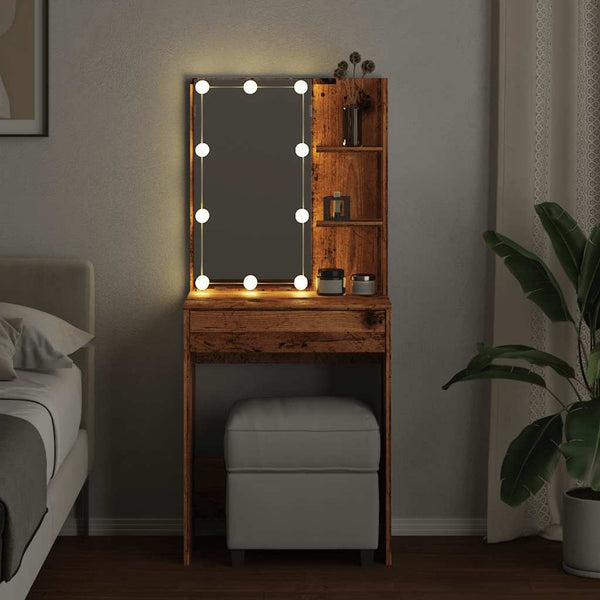 Schminktisch mit LED Altholz-Optik