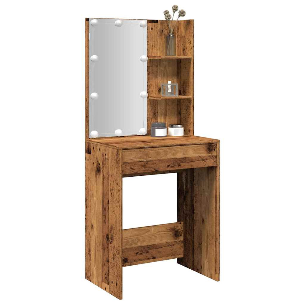 Schminktisch mit LED Altholz-Optik