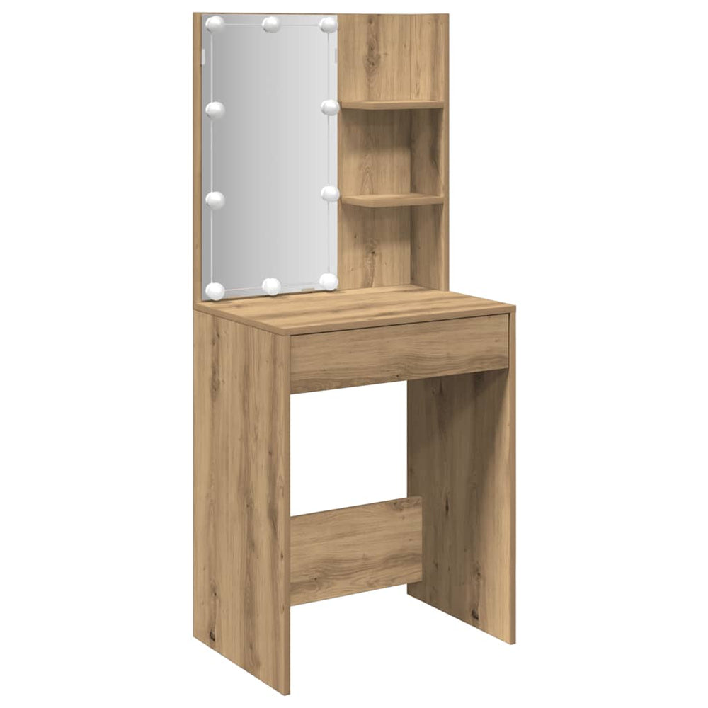 Schminktisch mit LED Artisan-Eiche 60x40x140 cm