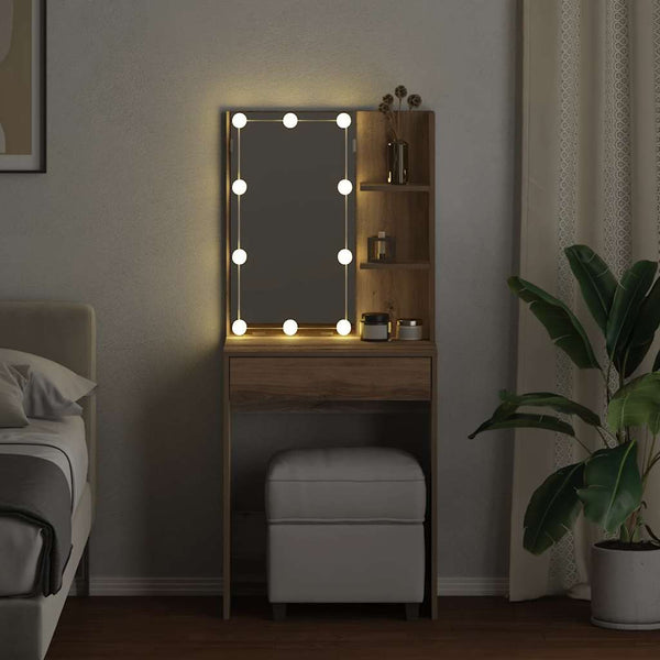 Schminktisch mit LED Artisan-Eiche 60x40x140 cm