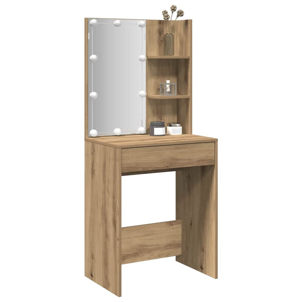 Schminktisch mit LED Artisan-Eiche 60x40x140 cm