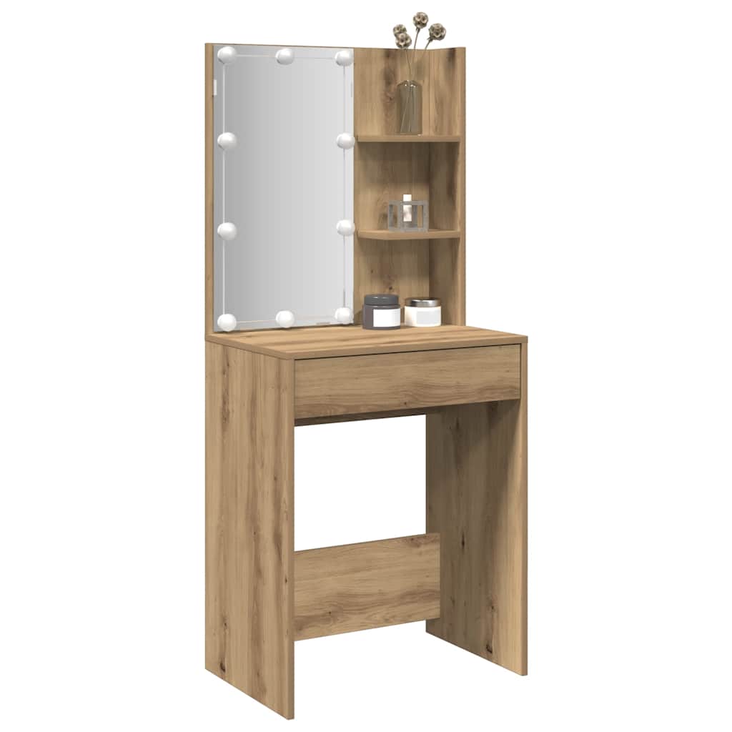 Schminktisch mit LED Artisan-Eiche 60x40x140 cm
