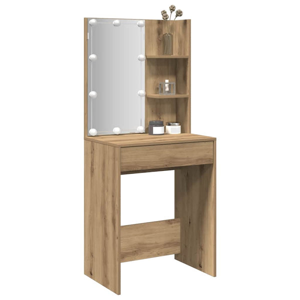 Schminktisch mit LED Artisan-Eiche 60x40x140 cm