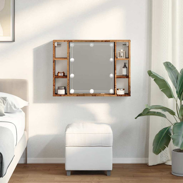 LED Spiegelschrank Altholz-Optik 76 cm