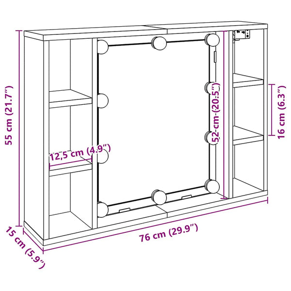 LED Spiegelschrank Altholz-Optik 76 cm