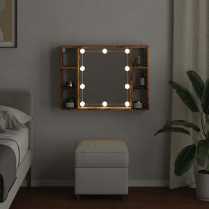 LED Spiegelschrank Altholz-Optik 76 cm