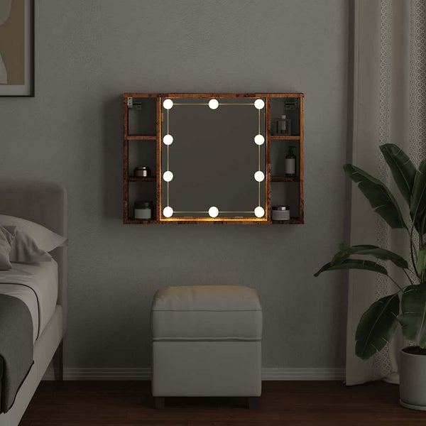 LED Spiegelschrank Altholz-Optik 76 cm