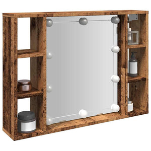 LED Spiegelschrank Altholz-Optik 76 cm