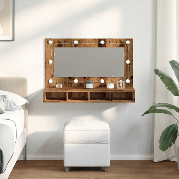 LED Spiegelschrank Altholz 90 cm